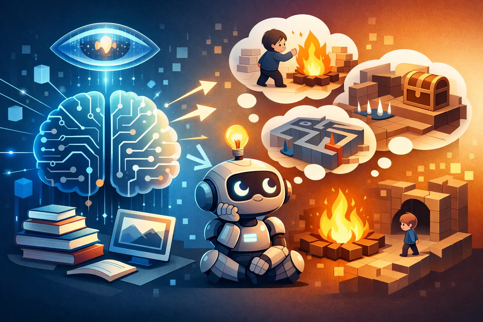 Illustration 16:9 d’un petit robot qui