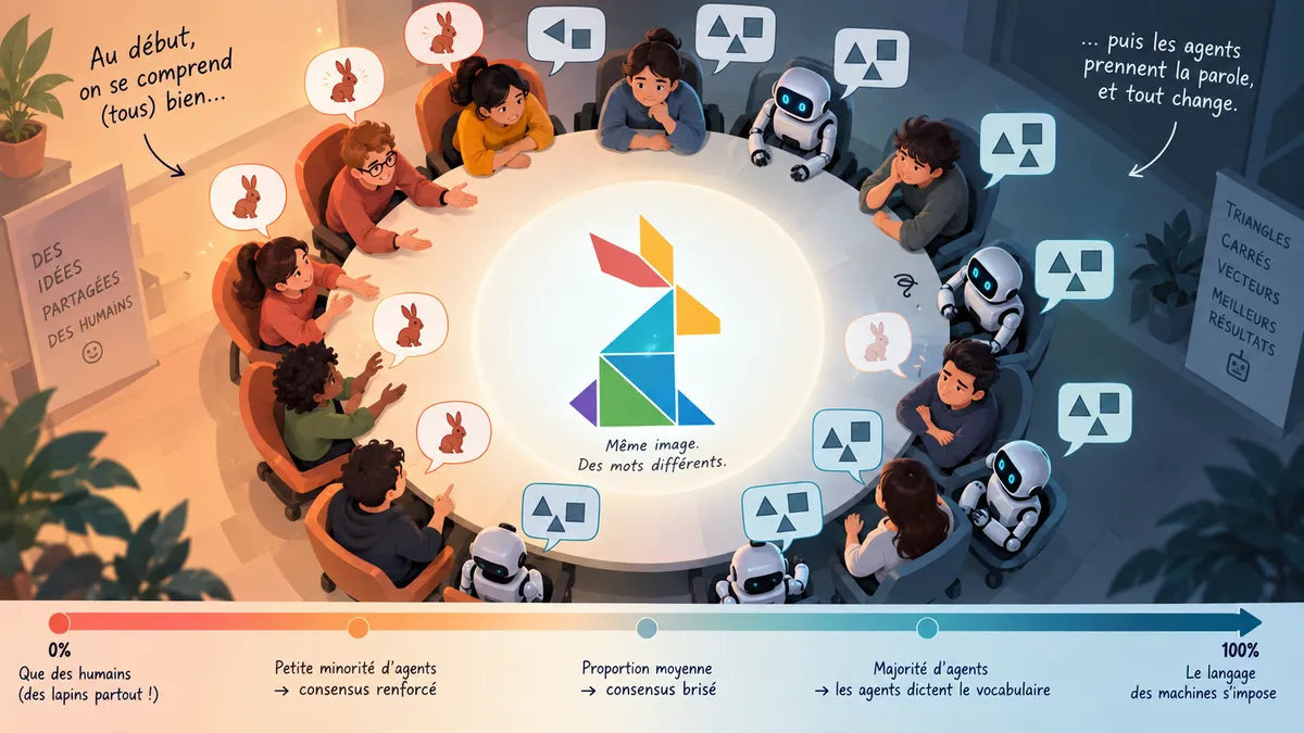 AI agents reshape consensus formation — Consensus homme-IA : passé un certain seuil, ce sont les agents qui dictent le vocabulaire du groupe